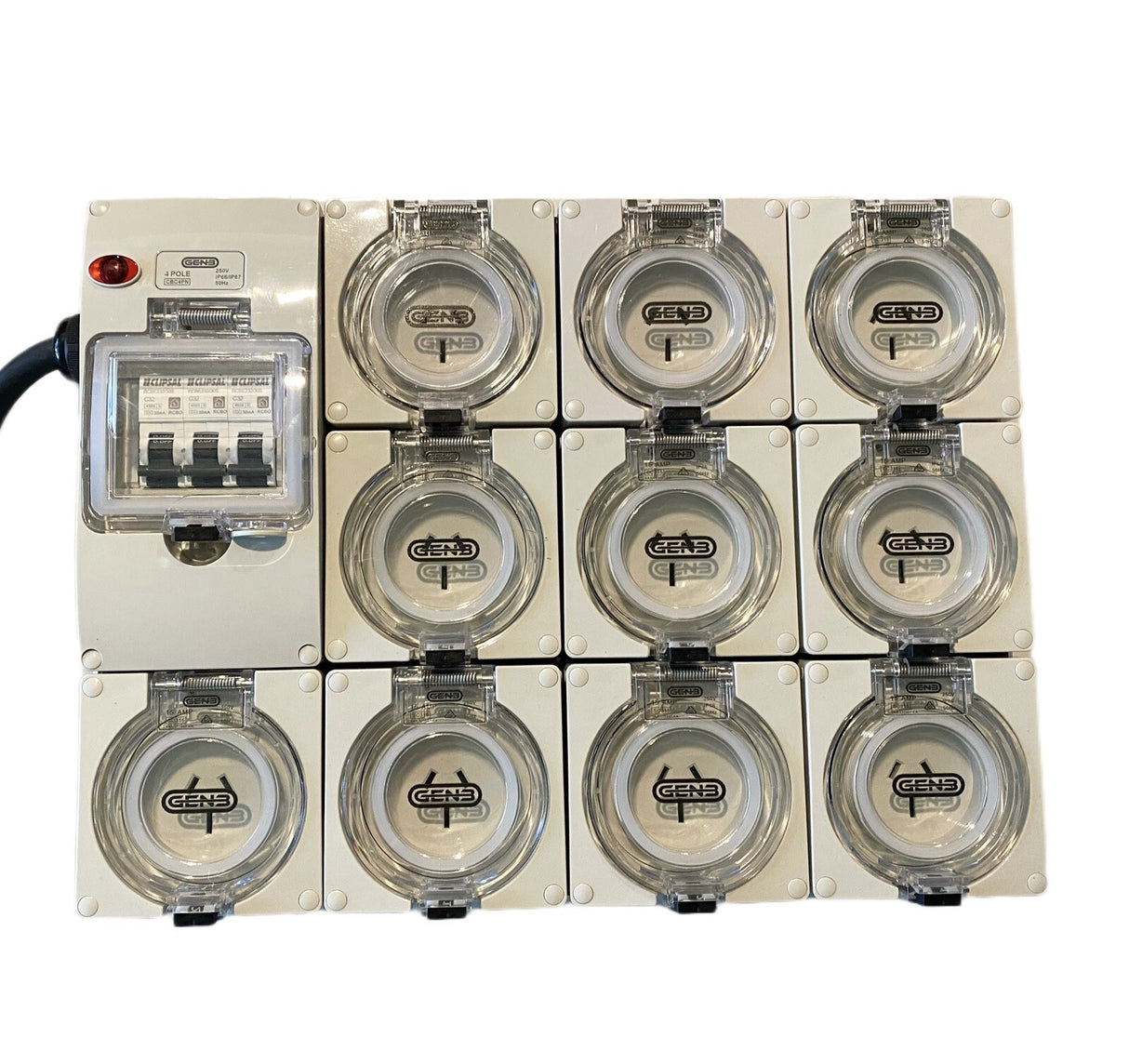 Portable Power board adapter 32 Amp 3 phase 5 pin to 10 x 15A 240v RCBO outlets