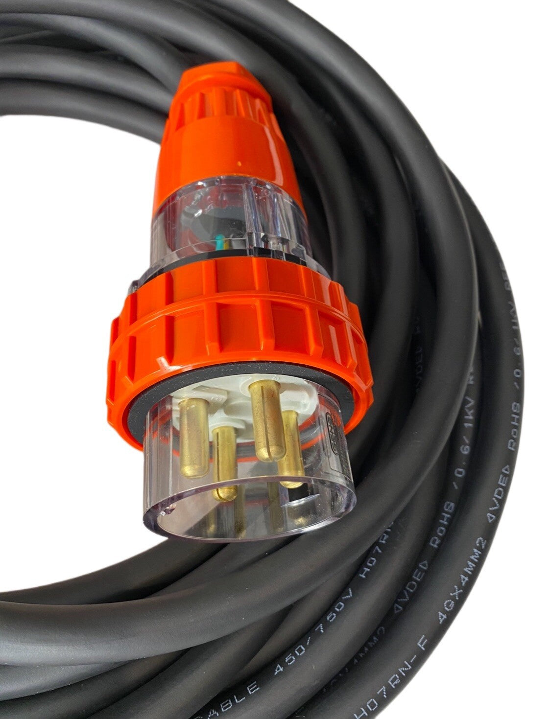 32 Amp 15m  appliance Mains Lead, 3 Phase, 4 pin, 415V, 15m, Plug and H07 Cable