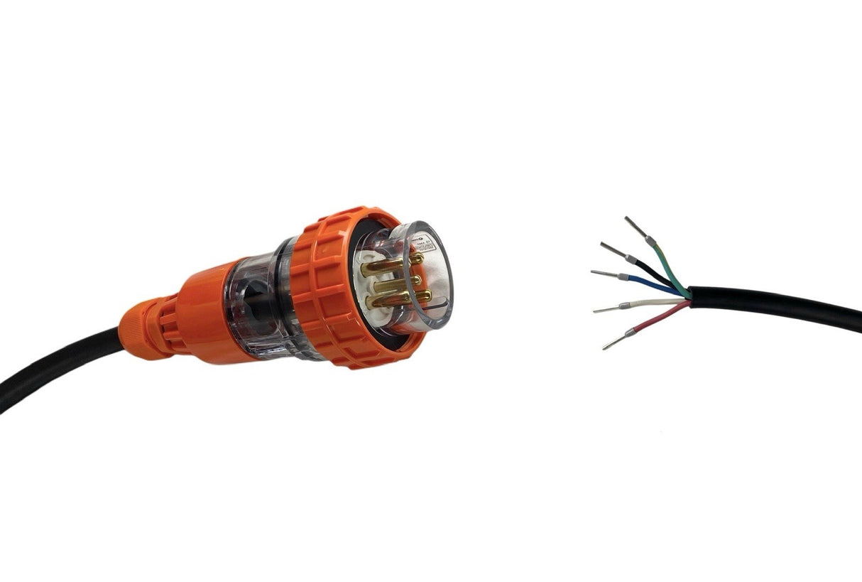 Appliance Lead 10 Amp 5 Pin Round Three Phase Plug with Bootlace Pins/or Lugs