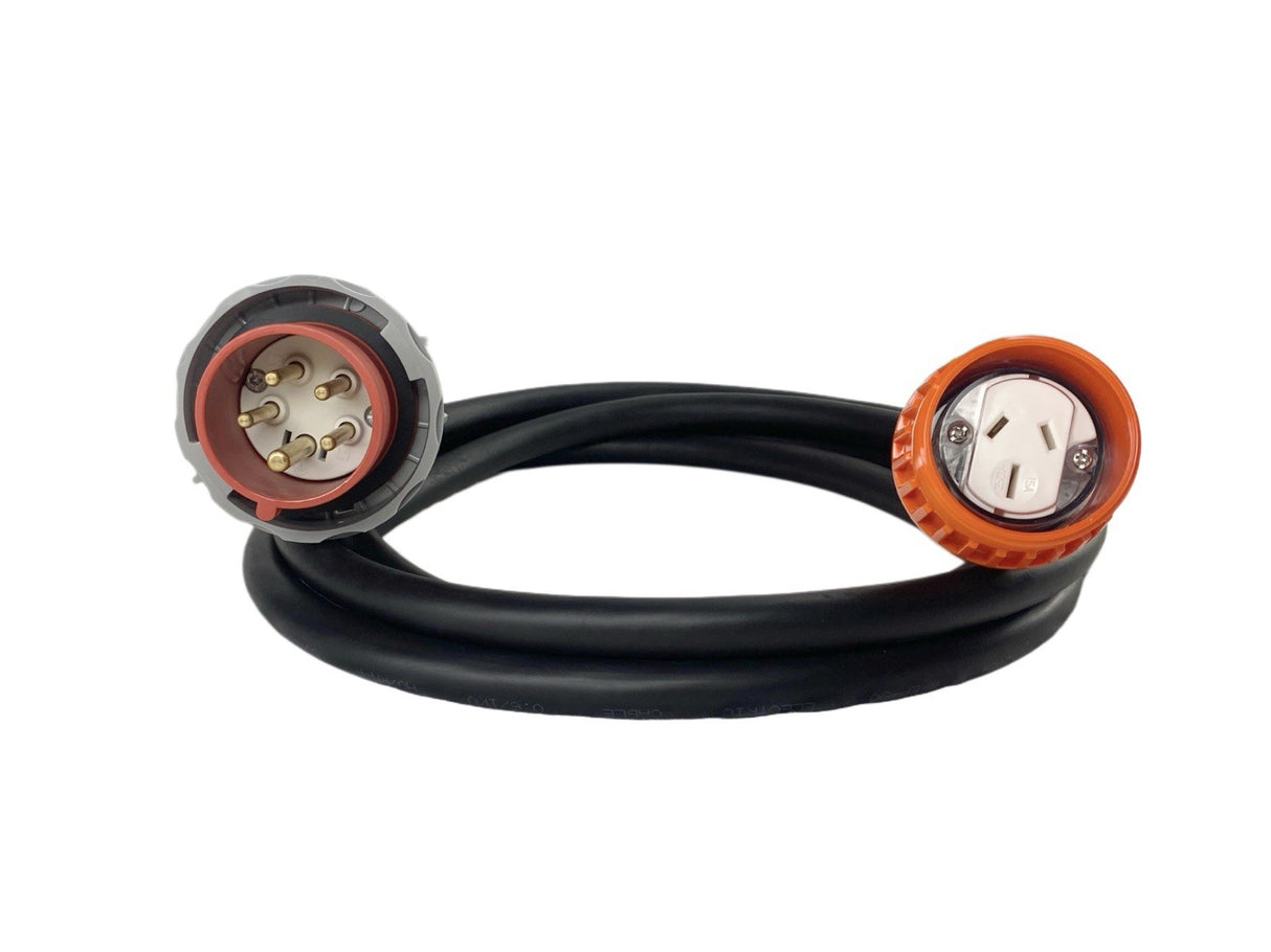 Adapter CEEform 16 Amp 5 Pin to 15 Amp Flat 3 pin Single Phase Extension Lead