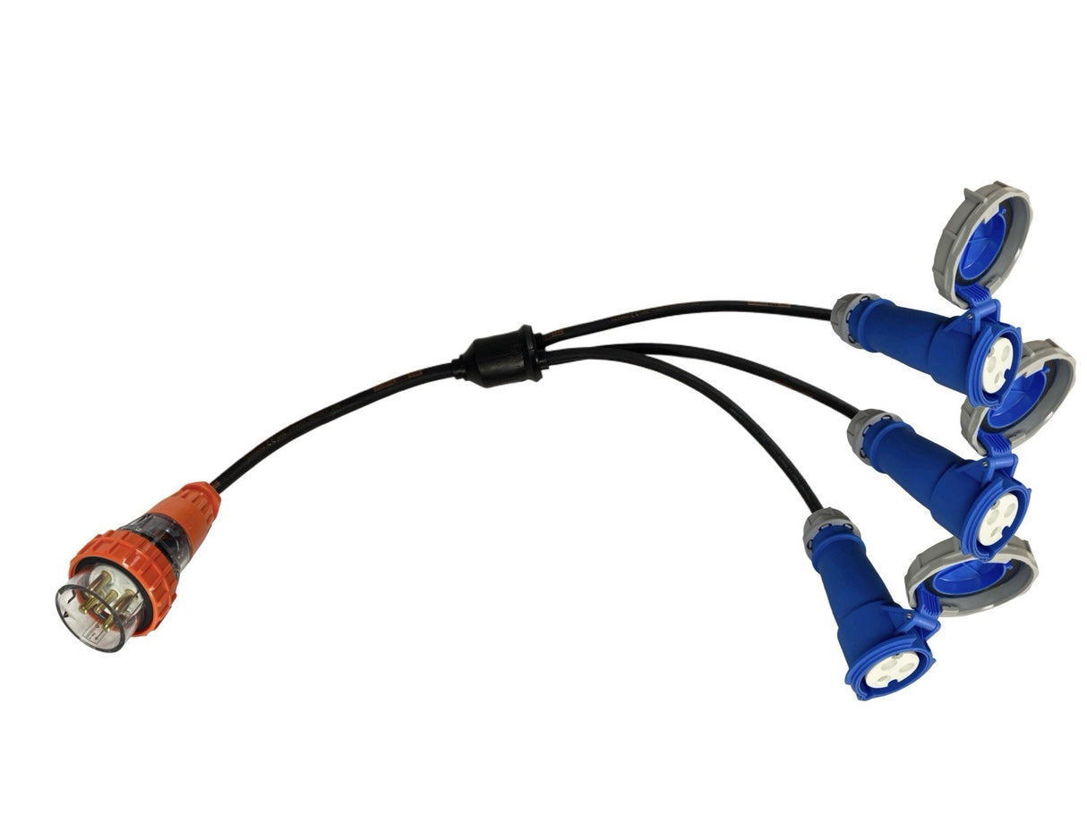 Splitter Lead Adapter 32 Amp 5 Pin to 3 x CEEform 32 Amp 3 Pin Single Phase 240V