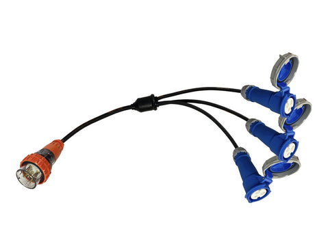 Splitter Lead Adapter 32 Amp 5 Pin to 3 x CEEform 32 Amp 3 Pin Single Phase 240V