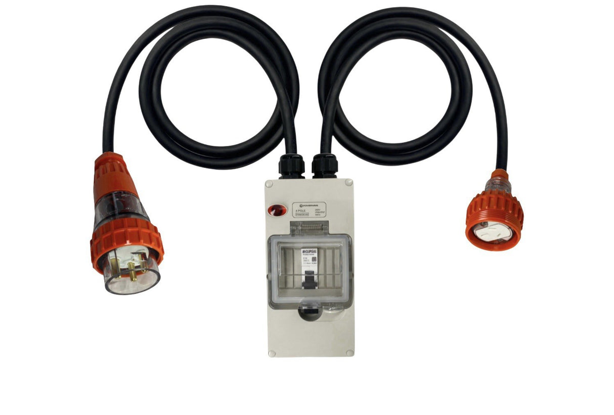 Power Adapter CEEform 32 Amp 3 Pin Single Phase to CEEform 16 Amp 3 pin Socket