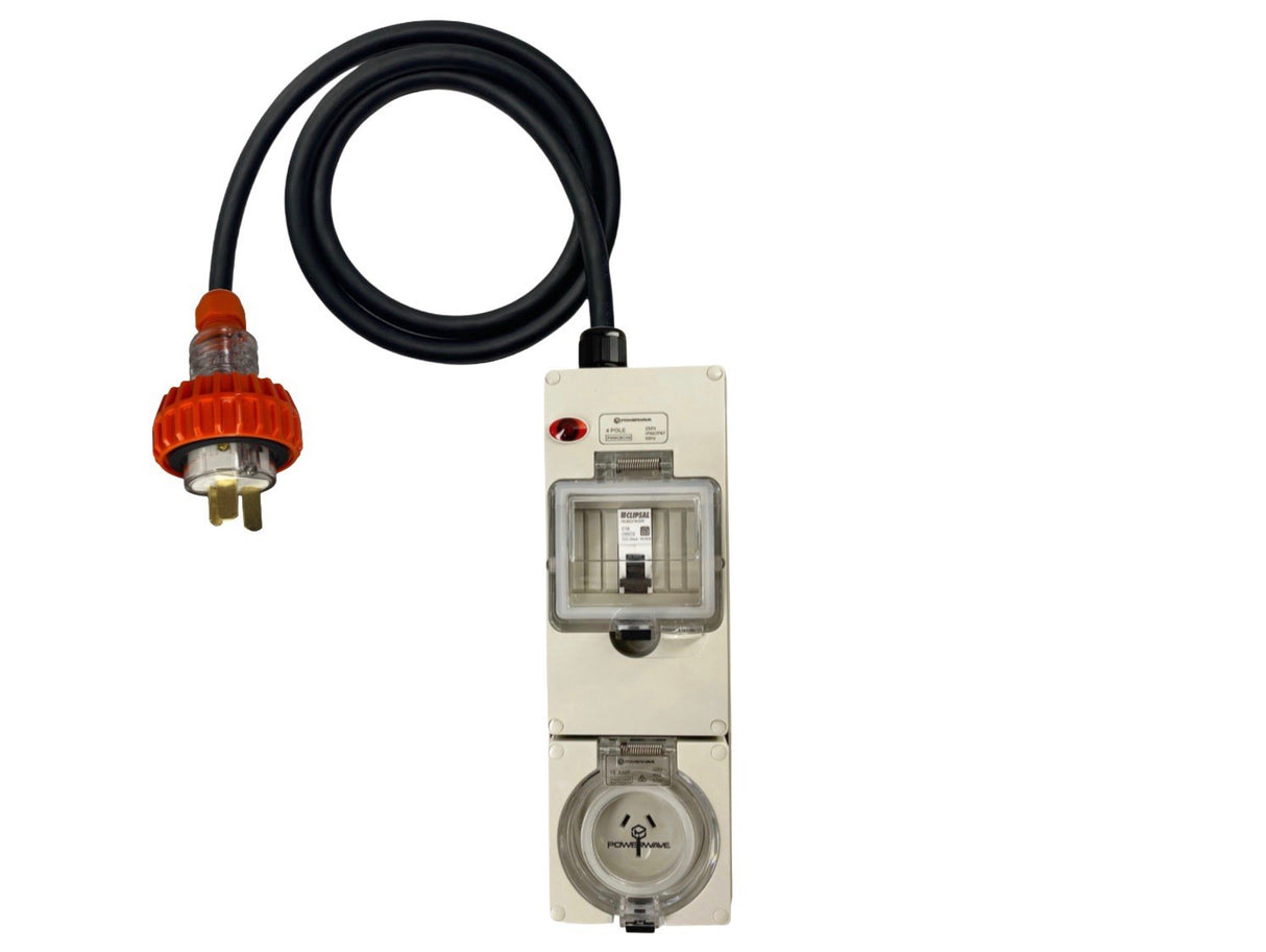 Power Adapter 20 Amp Flat 3 Pin Single Phase to 15 Amp 3 Pin Single Phase outlet