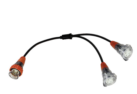 Splitter Lead Adapter 32 Amp 5 Pin 3 Phase to 2 x 32 Amp 3 Pin Single Phase 240V