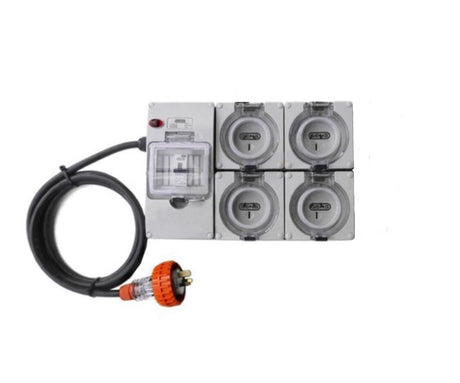 Portable Power board adapter 15 Amp 3 pin to 4 x 240v RCBO 15A outlets