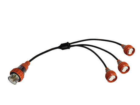 Splitter Lead Adapter 20 Amp 5 Pin 3 Phase to 3 x 20 Amp Flat 3 Pin Single Phase