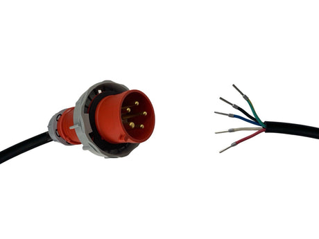 Appliance Lead CEEform 32 Amp 5 Pin Three Phase Plug with Bootlace Pins/or Lugs