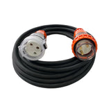 32 Amp 2m Extension Lead, Single Phase, 3 pin, 240V 32A 2mt Rubber Cable