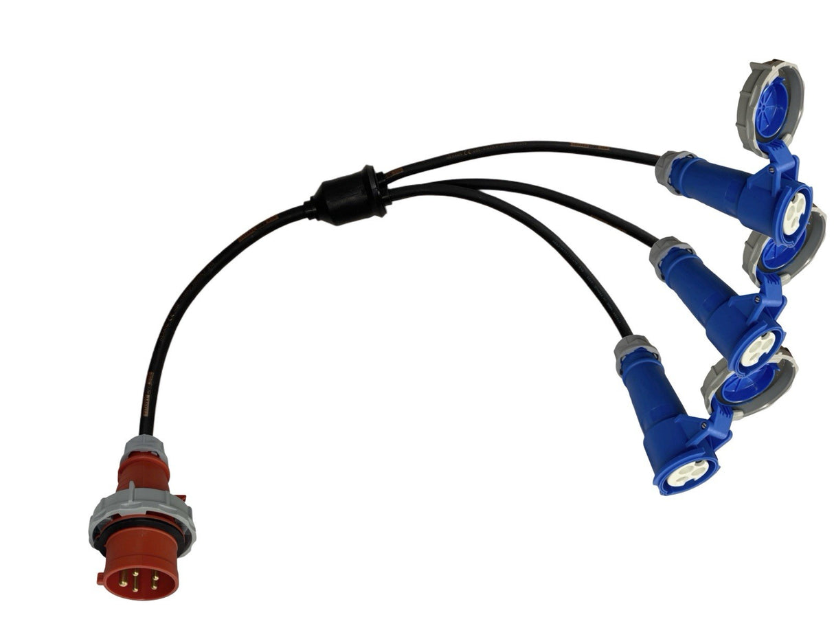 Splitter Lead Adapter CEEform 16 Amp 5 Pin to 3 x CEEform 16 Amp 3 Pin 240V