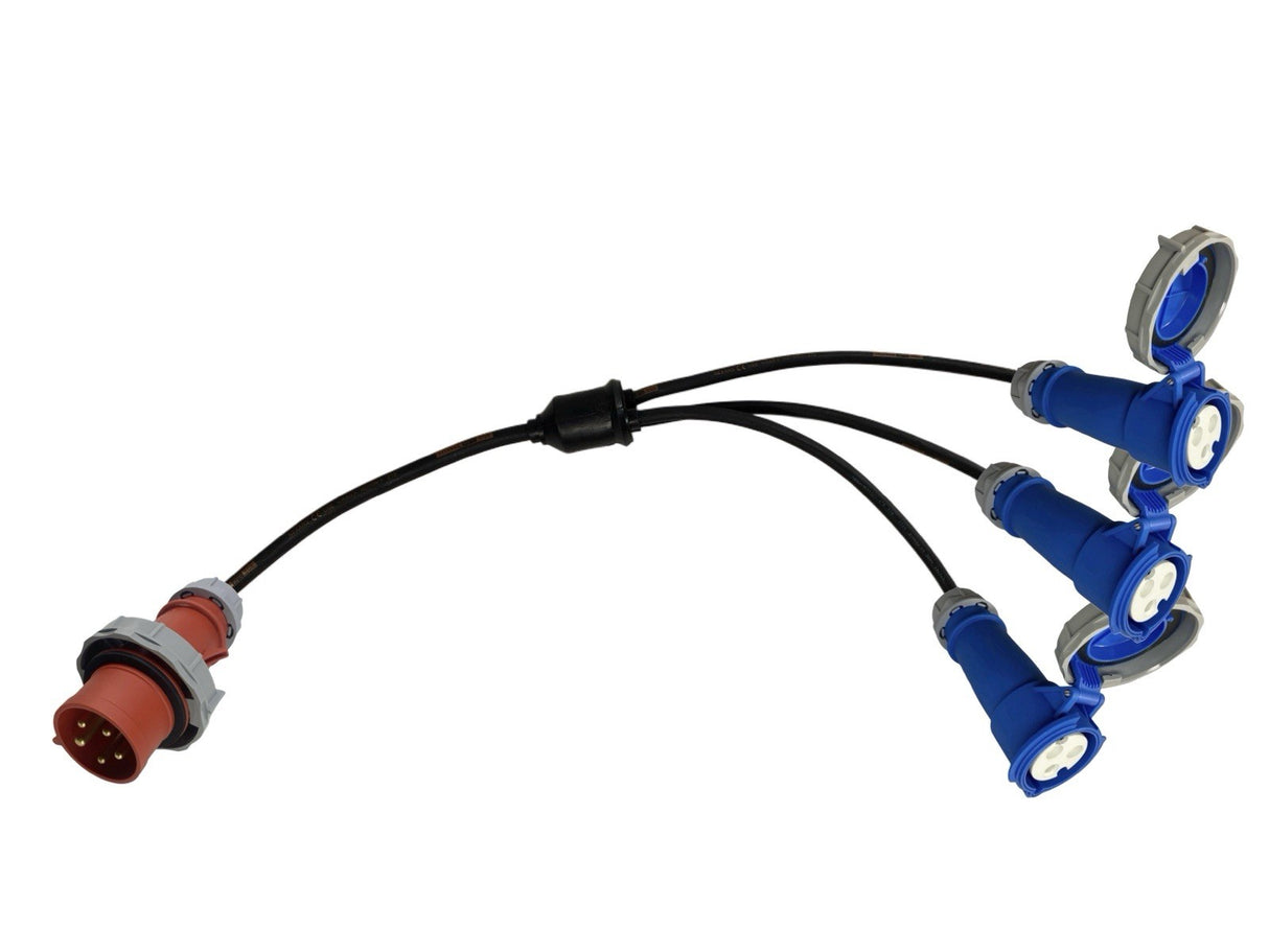 Splitter Lead Adapter CEEform 32 Amp 5 Pin to 3 x CEEform 32 Amp 3 Pin 240V