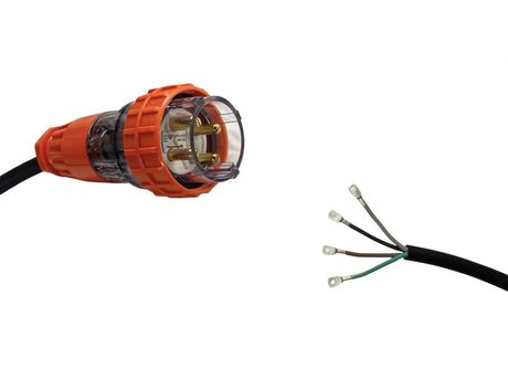 Appliance Lead 40 Amp 4 Pin Round Three Phase Plug with Bootlace Pins/or Lugs