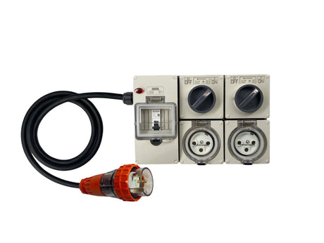 Power Board 32 Amp 3 Pin Single Phase to 2 x 32 Amp 3 pin Single Phase outlets