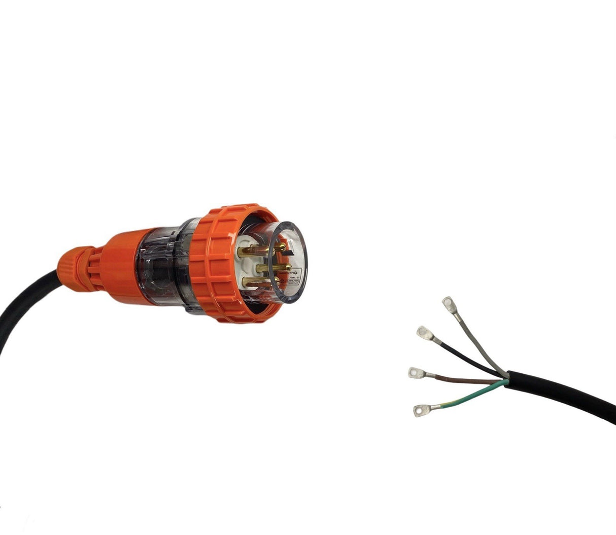 Appliance Lead 10 Amp 4 Pin Round Three Phase Plug with Bootlace Pins/or Lugs