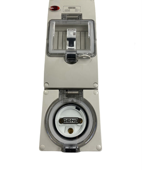 Portable Power board 32 Amp 3 phase 5 pin supply to 1 x 32 Amp 3 Pin RCBO outlet