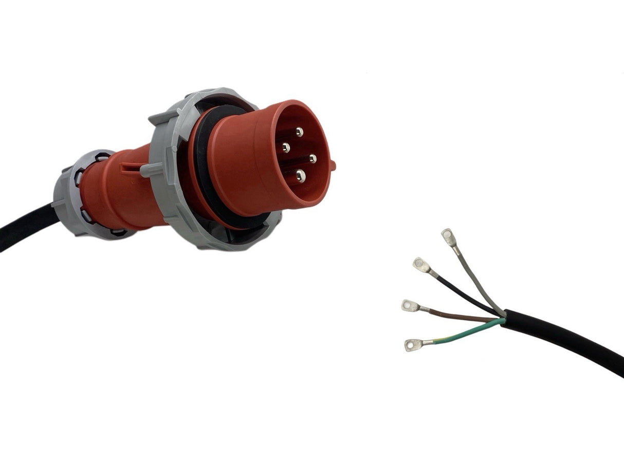 Appliance Lead CEEform 32 Amp 4 Pin Three Phase Plug with Bootlace Pins/or Lugs
