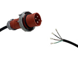 Appliance Lead CEEform 32 Amp 4 Pin Three Phase Plug with Bootlace Pins/or Lugs