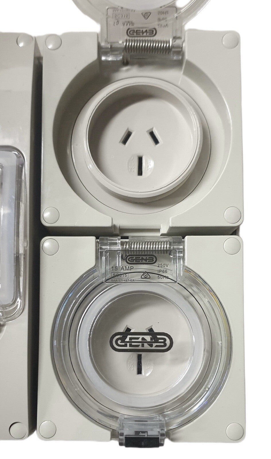 Portable Power board 32 Amp 1 phase 3 pin supply to 2 x 240v 15 Amp RCBO outlets