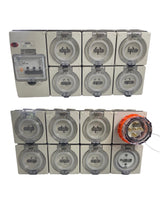 Portable Power board adapter 32 Amp 3 phase 5 pin to 6 x 15A and 6 x 10A Outlets