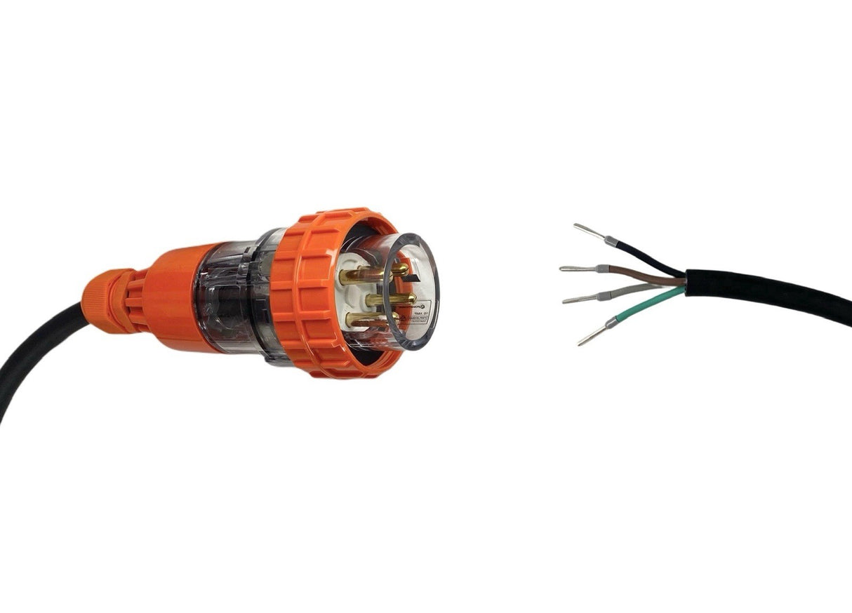 Appliance Lead 10 Amp 4 Pin Round Three Phase Plug with Bootlace Pins/or Lugs