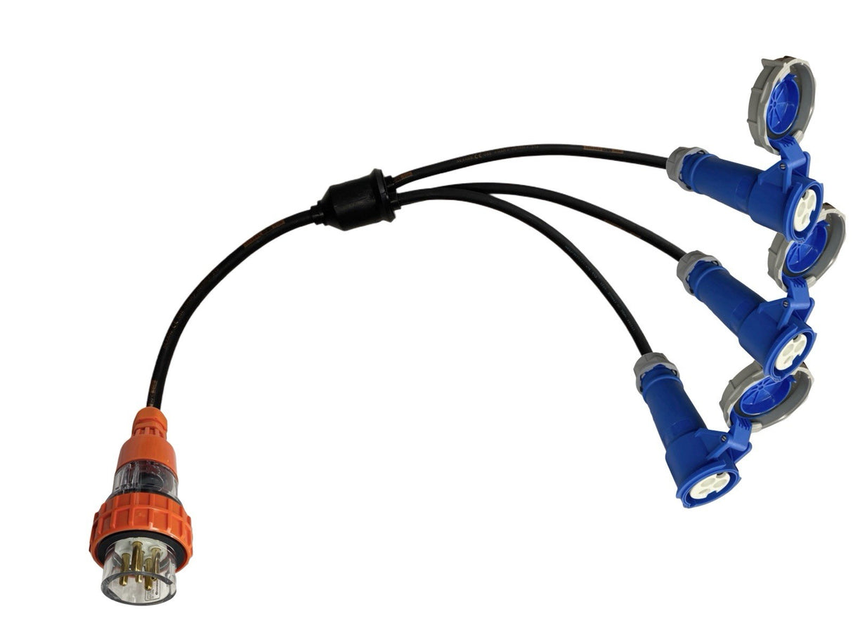 Splitter Lead Adapter 20 Amp 5 Pin to 3 x CEEform 16 Amp 3 Pin Single Phase 240V