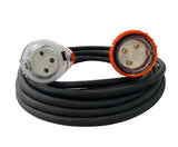32 Amp 7m Extension Lead, Single Phase, 3 pin, 240V 32A 7mt Rubber Cable 1Ph