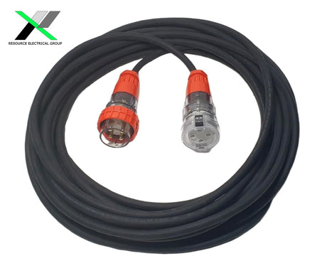 10 Amp 50m Extension Lead, 3 Phase, 4 pin, 415V 10A Heavy Duty Cable 3ph