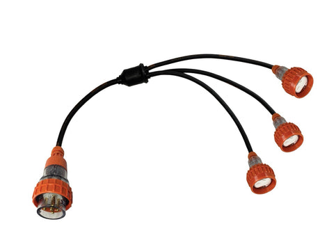 Splitter Lead Adapter 10 Amp 5 Pin 3 Phase to 3 x 10 Amp 3 Pin Single Phase 240V