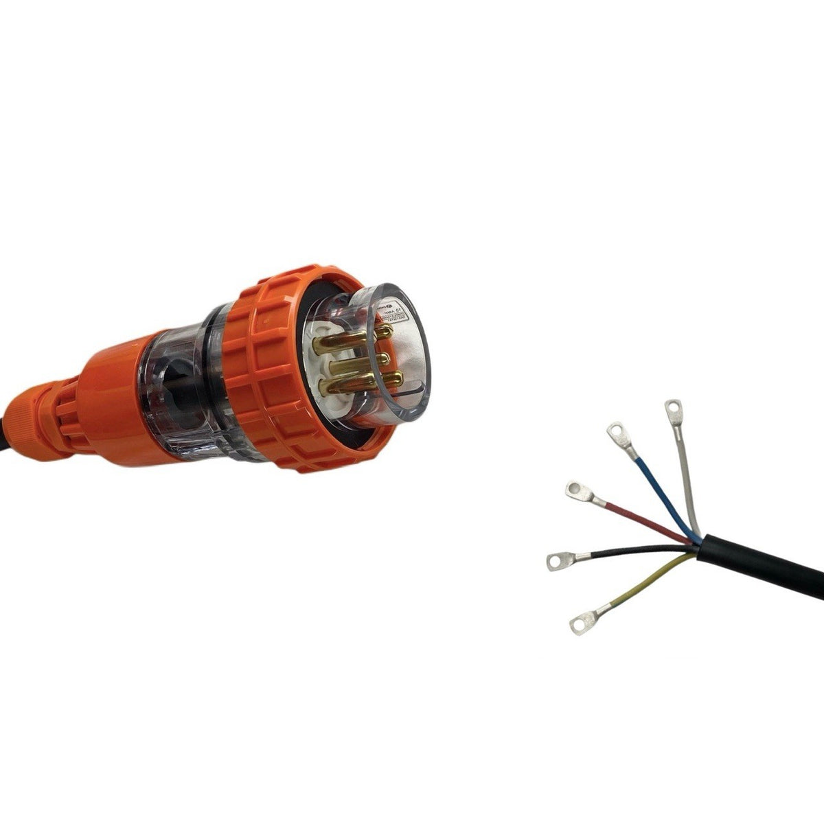Appliance Lead 10 Amp 5 Pin Round Three Phase Plug with Bootlace Pins ...