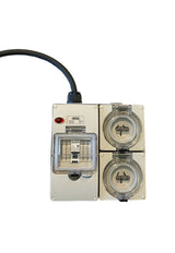 Portable Power board 32 Amp 3 phase 5 pin supply to 2 x 240v 15 Amp RCBO outlets