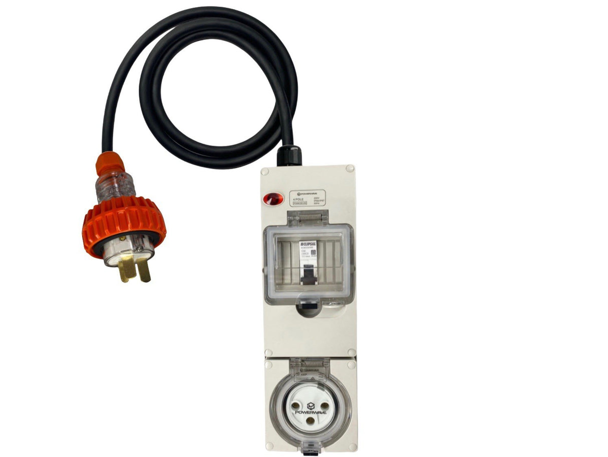 Power Adapter 20 Amp Flat 3 Pin Single Phase - 32 Amp 3 Pin Single Phase outlet