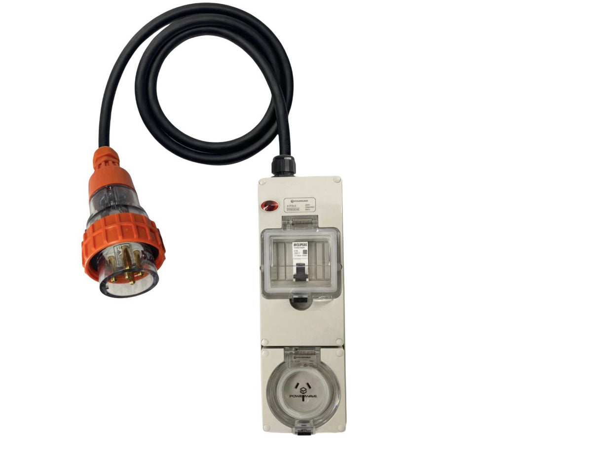 Power Adapter 10 Amp 5 Pin Three Phase to 10 Amp 3 Pin Single Phase outlet