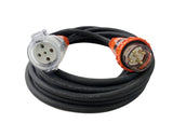 32 Amp 5m Extension Lead, 3 Phase, 5 pin, 415V 32A 5mt Cable 4.0mm² Rubber 3ph