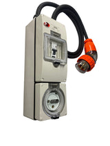 Portable Power board 32 Amp 3 phase 5 pin supply to 1 x 32 Amp 3 Pin RCBO outlet