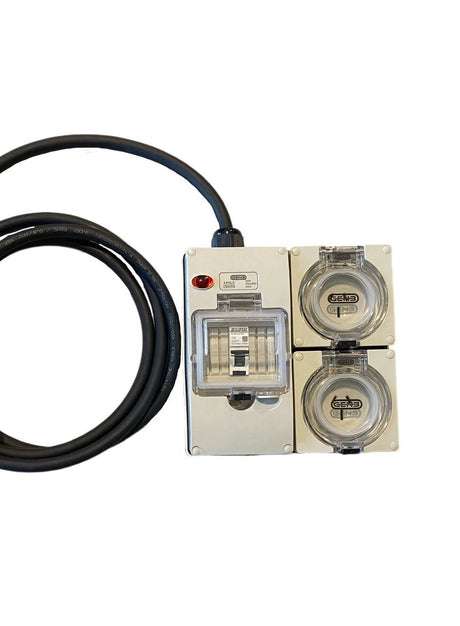 Portable Power board 32 Amp 3 phase 5 pin supply to 2 x 240v 15 Amp RCBO outlets