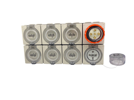 Portable Power board adapter 32 Amp 3 phase 5 pin to 6 x 15A and 6 x 10A Outlets