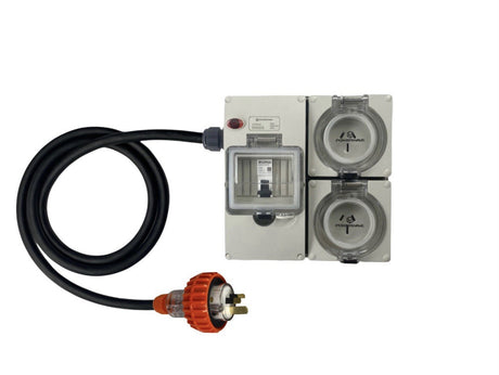 Power Board 15 Amp 3 Pin Single Phase to 2 x 15 Amp 3 pin single Phase outlets