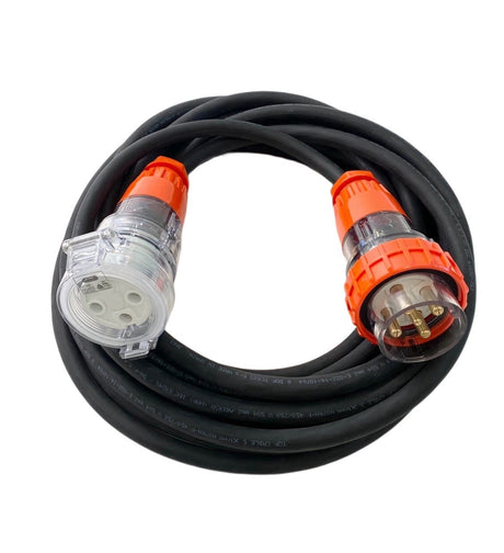 20 Amp 5 Pin 3 Phase, to 20 Amp 3 Pin Single Phase, 2m Adapter Extension Lead