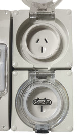 Portable Power board 32 Amp 3 phase 5 pin supply to 2 x 240v 15 Amp RCBO outlets