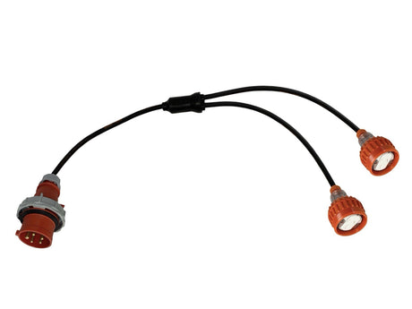 Splitter Lead Adapter CEEform 16 Amp 5 Pin to 2 x 15 Amp Flat 3 Pin Single Phase